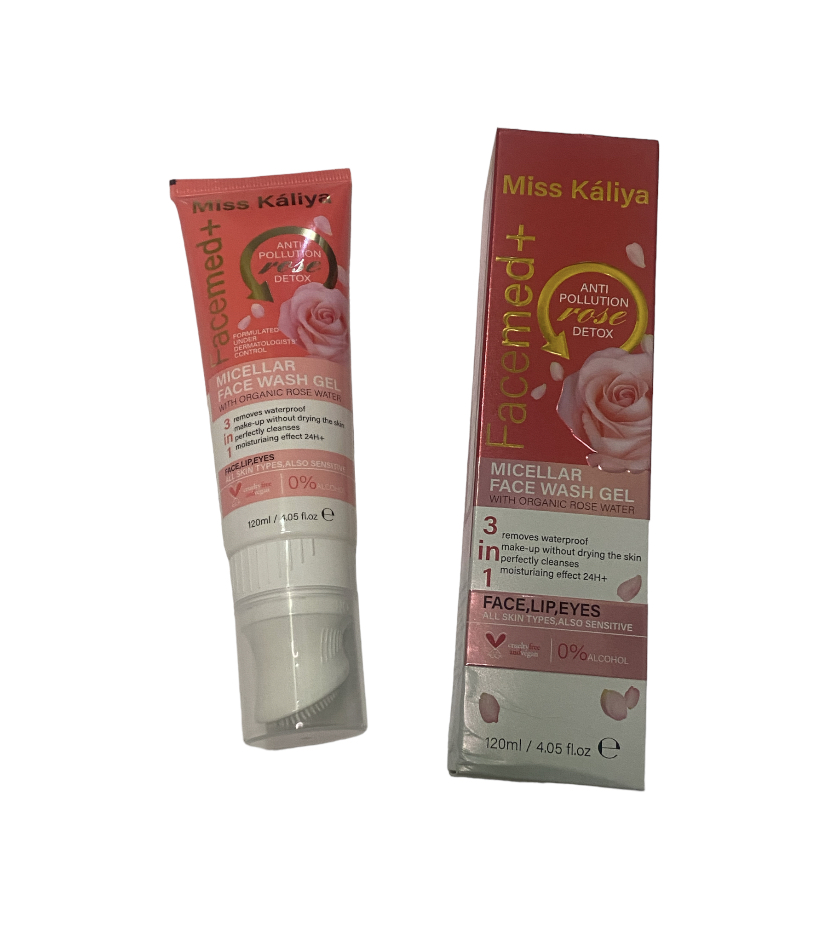 Gel de limpieza facial con agua de rosas 